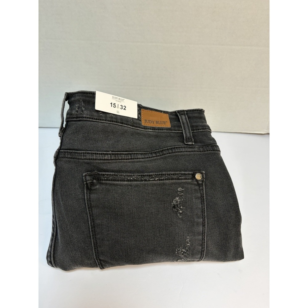 Judy Blue NWT Mid-Rise Black Skinny Jeans Plaid Patches Size 15/32 Style #82191